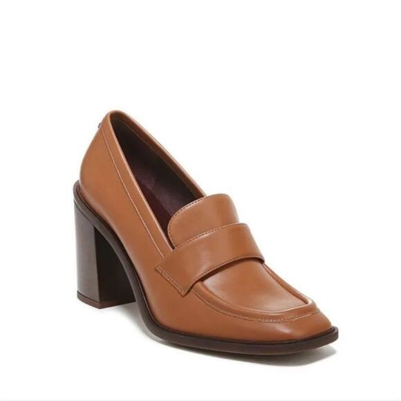 Franco Sarto Shoes - Franco Sarto | Storey Square Toe Heeled Penny Loafer Faux Leather 90s Rust 7M